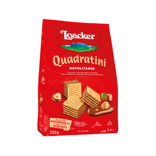 Loacker Vafer Quadratini Napolitaner Paketim 250Gr
