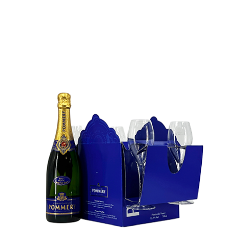 Pommery Shampanjë - 0.75L Gift Box me 4 Gota