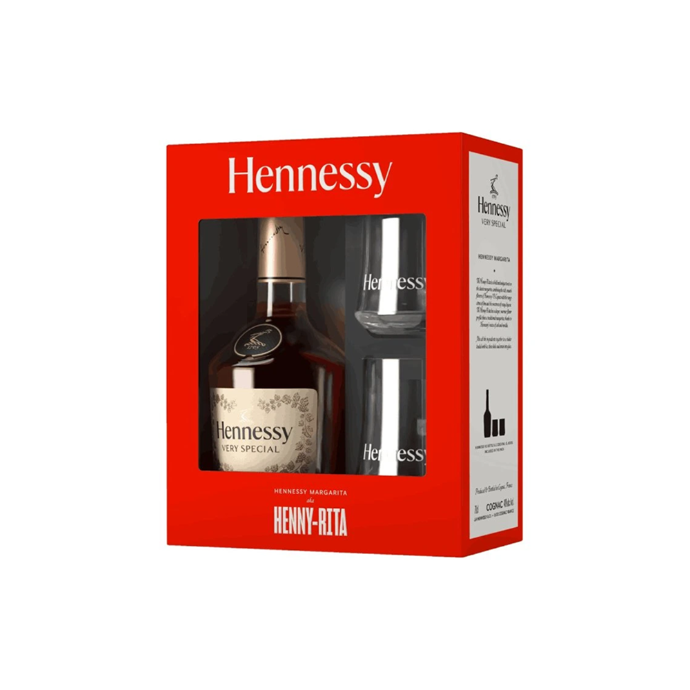 Hennessy VS Konjak 0.7L (40% Alkool) – Paketë Dhuratë me 2 Gota
