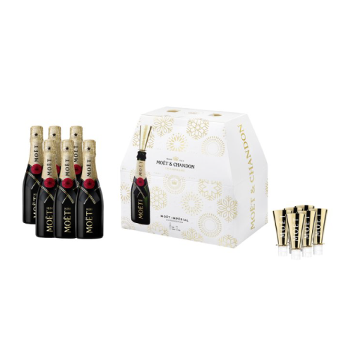 Moet & Chandon Brut Imperial Shampanjë Mini 0.2L 1  + 6 Flutes Gift Box